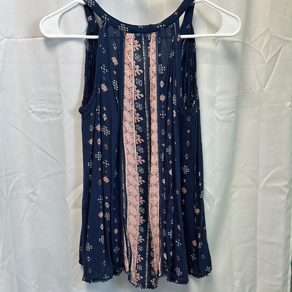 Japna Boho Flowy Blue and Pink Blouse - Picture 5 of 5